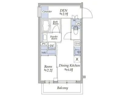 イプセ四谷三丁目(1DK/3階)の間取り写真