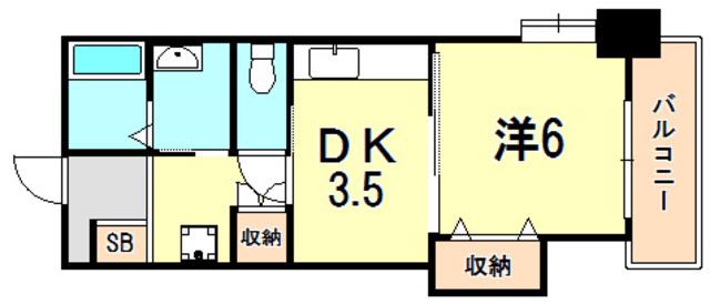 PLATANE(1DK/4階)の間取り写真
