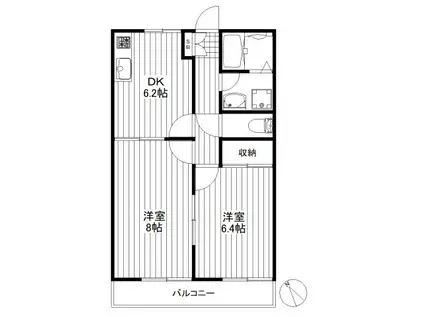 パ-クヒルズ狛江(2DK/1階)の間取り写真