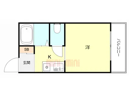 ロイヤルプラザ西宮(ワンルーム/1階)の間取り写真