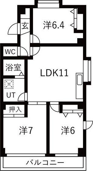 プリミエール藤江I(3LDK/2階)の間取り写真