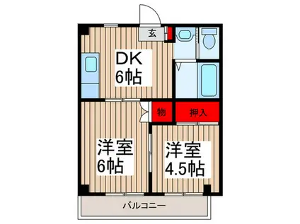 コーポ川井(2DK/2階)の間取り写真