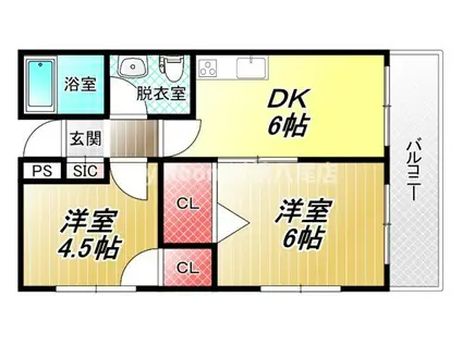 レビィ八尾南(2DK/5階)の間取り写真