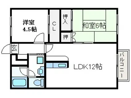 サンヒルズハイツ(2LDK/1階)の間取り写真