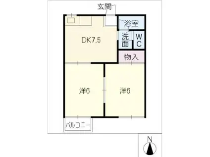 フレグランス菱池(2DK/2階)の間取り写真