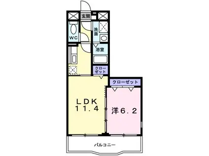 フォレストビュー(1LDK/2階)の間取り写真