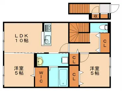 エレガンスプラスII(2LDK/2階)の間取り写真