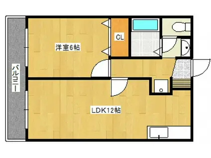 フリーデB(1LDK/2階)の間取り写真