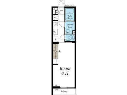 リブリ・グランティスVI(1K/1階)の間取り写真