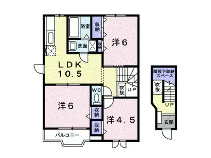 ゴールドクレスト藤井(3LDK/2階)の間取り写真