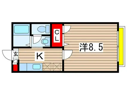 フィオリビィA(1K/1階)の間取り写真