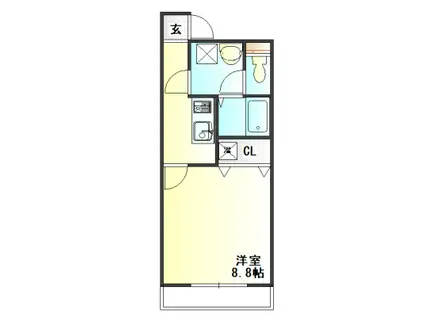 ハートフル三田駅イースト(1K/1階)の間取り写真