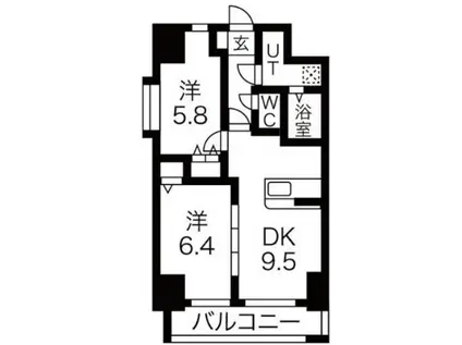 ヴィヴル ミュウ(2LDK/2階)の間取り写真