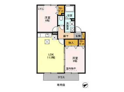 エルクレール(2LDK/1階)の間取り写真
