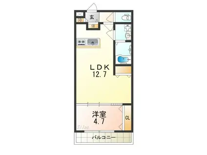 TKアンバーコート浜寺III(1DK/1階)の間取り写真