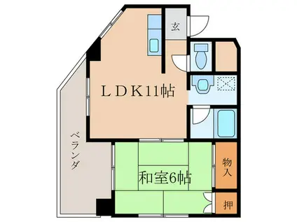 末広マンション(1LDK/2階)の間取り写真