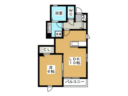 アルジェント・ステラC棟(1LDK/1階)の間取り写真