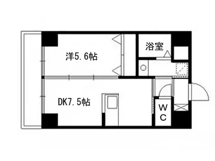 サザンストリート(1DK/2階)の間取り写真