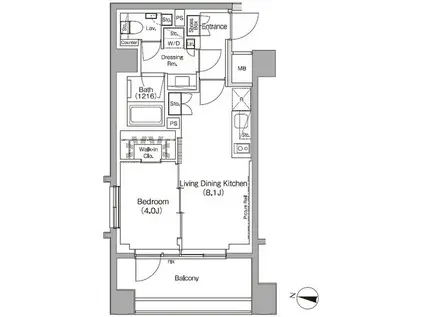 ザ・パークハビオ代々木初台(1LDK/10階)の間取り写真