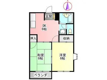 ハイツ169(2DK/1階)の間取り写真