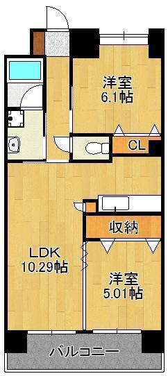 リード大手町(2LDK/9階)の間取り写真