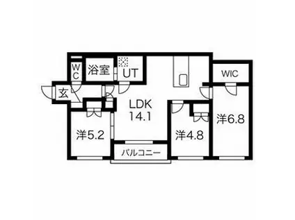 カレラ菊水(3LDK/4階)の間取り写真
