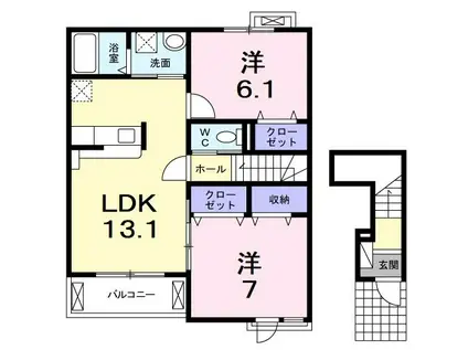 インサイドI(2LDK/2階)の間取り写真