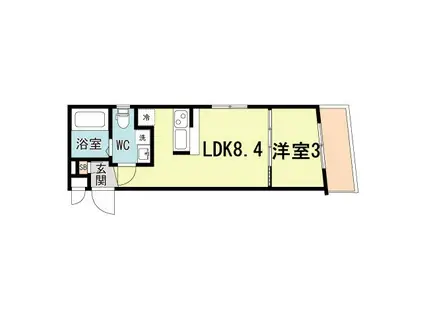 FLOWER GARDEN KOBE(1LDK/2階)の間取り写真