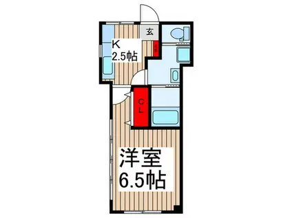JフラッツD(1K/1階)の間取り写真