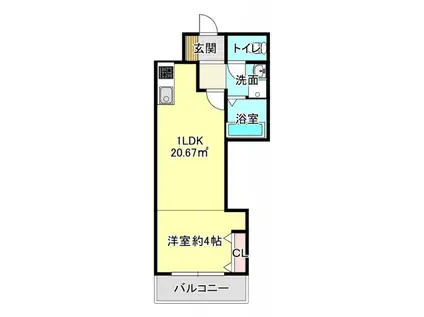 HALELEA(1LDK/3階)の間取り写真