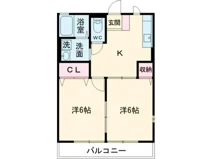 クレインハイツI(2K/2階)の間取り写真