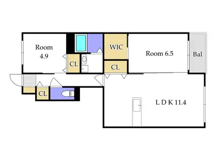 ラ・パルテール関(2LDK/1階)の間取り写真