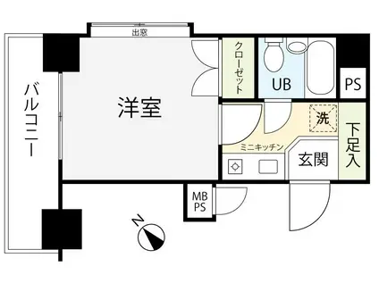 ライオンズマンション東神奈川(1K/6階)の間取り写真