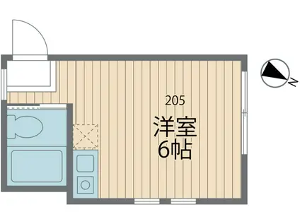 ユナイト井土ヶ谷サンディアゴの杜(ワンルーム/2階)の間取り写真