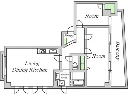 ダグラス鷹合(2LDK/6階)の間取り写真