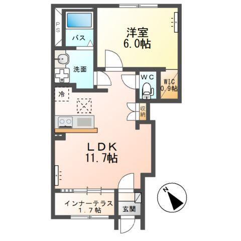 エルシオン(1LDK/1階)の間取り写真