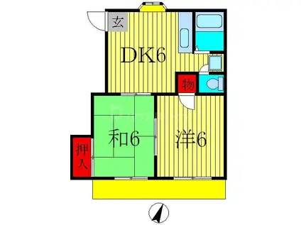 ウエスタンパークサイド(2DK/2階)の間取り写真