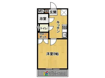 シティコートIII西鉄下大利駅前(1K/2階)の間取り写真