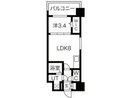 ミラージュパレス難波幸町(1LDK/9階)の間取り写真