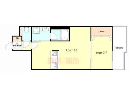 ウェルスクエア西宮(1LDK/3階)の間取り写真