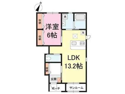 ペアリィ(1LDK/1階)の間取り写真