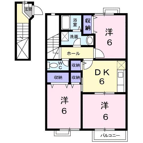 ソレアードA(3DK/2階)の間取り写真