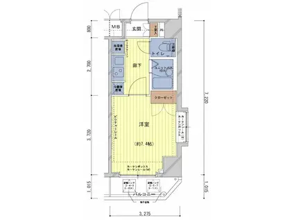 メインステージ神田駅前(1K/3階)の間取り写真