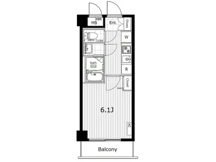 ラミアール中目黒(1K/6階)の間取り写真