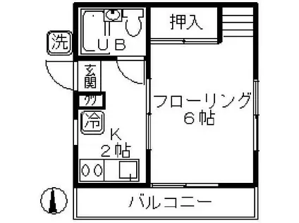 ハイムはなぶさ(1K/2階)の間取り写真