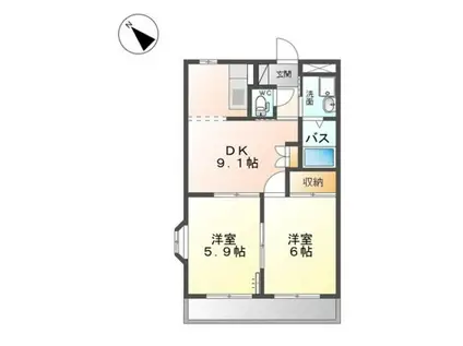 ルミナスハイム(2DK/1階)の間取り写真