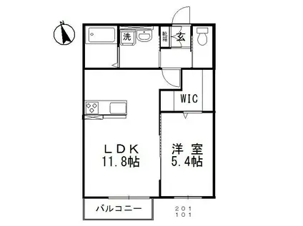 ソレイユみそらIII(1LDK/2階)の間取り写真