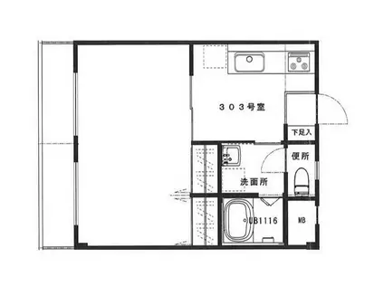 シャルム宮原(1DK/3階)の間取り写真