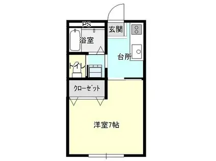 名須川グリーンハイツ(1K/2階)の間取り写真