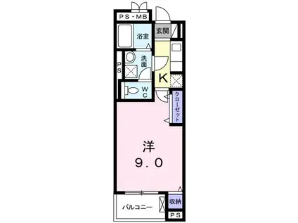 グランソレイユ(1K/2階)の間取り写真